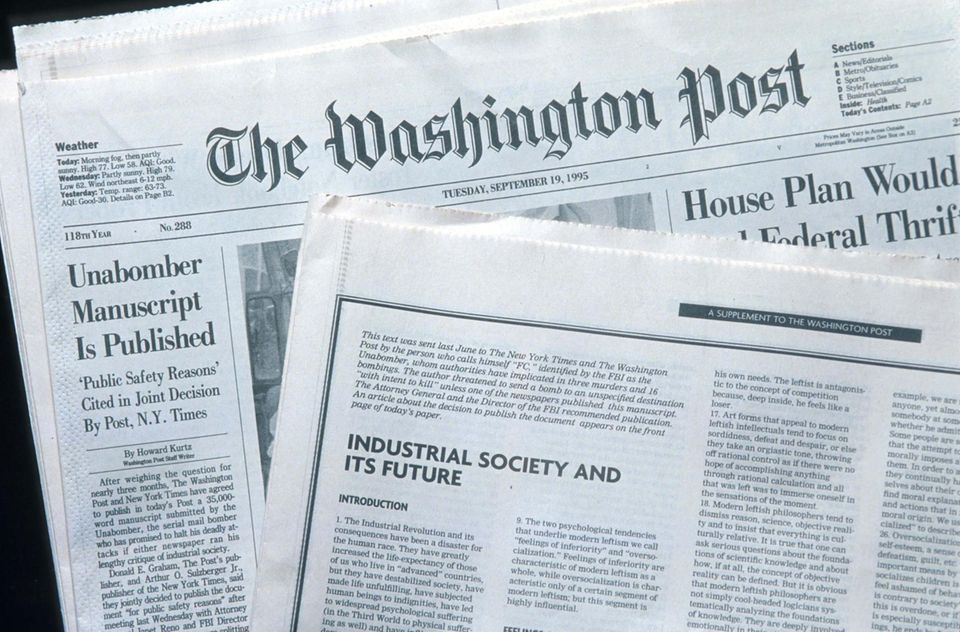 Unabomber Manifest in der Washington Post