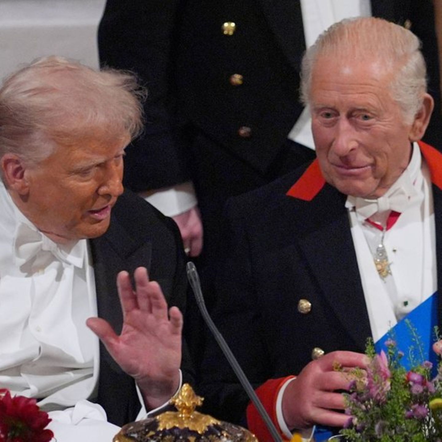 Donald Trump und König Charles III. beim Staatsbankett in Windsor Castle.