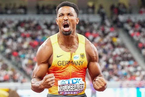 Leo Neugebauer jubelt bei der Leichtathletik-WM in Tokio