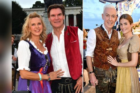 Veronica Ferres und Carsten Maschmeyer sowie H. P. Baxxter und Ehefrau Sara (v.l.) auf dem Oktoberfest.