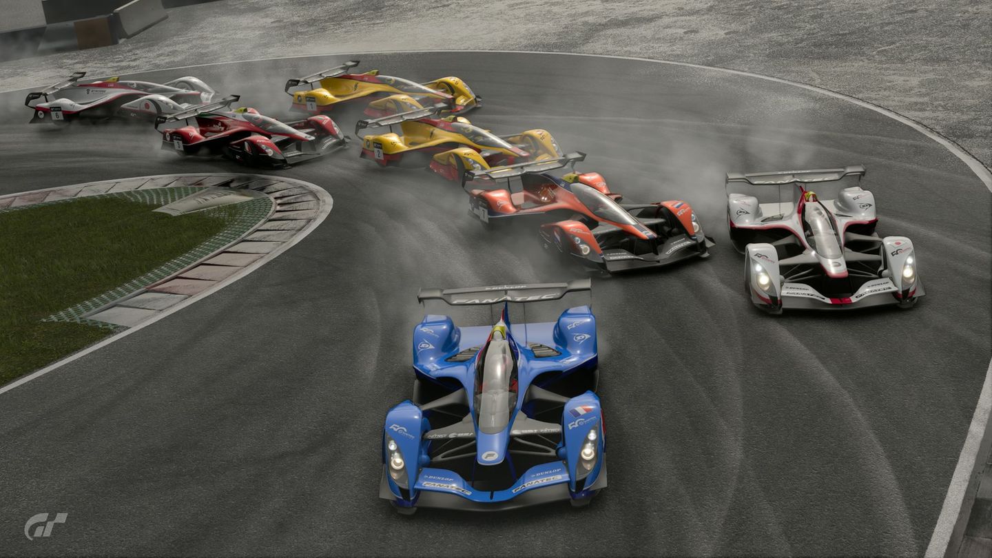 Gran Turismo Worldseries, mehrere Autos rasen auf der Rennstrecke