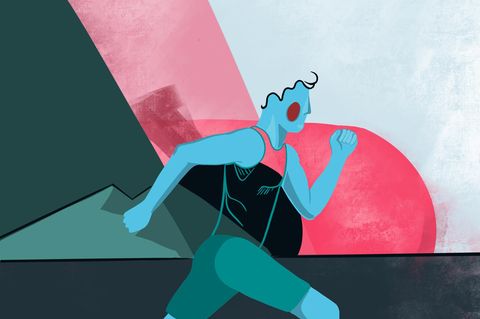 Ausdauersport – farbige Illustration: Mann beim Joggen in Trainingskleidung