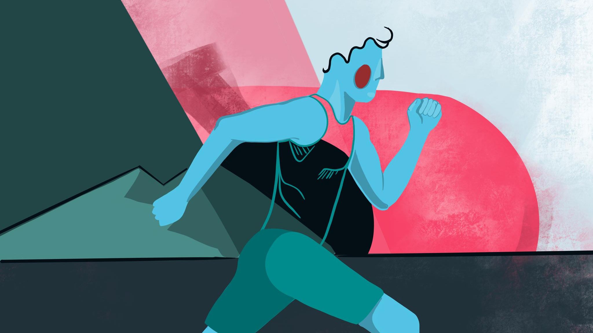 Ausdauersport – farbige Illustration: Mann beim Joggen in Trainingskleidung