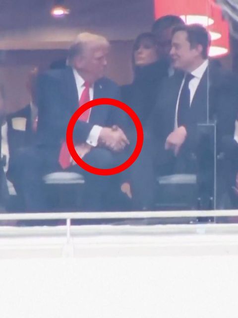 Trump und Musk schütteln Hände.