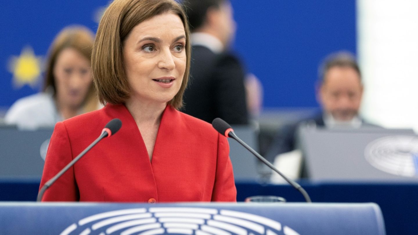 Moldaus Präsidentin Maia Sandu bei ihrer Rede vor dem EU-Parlament