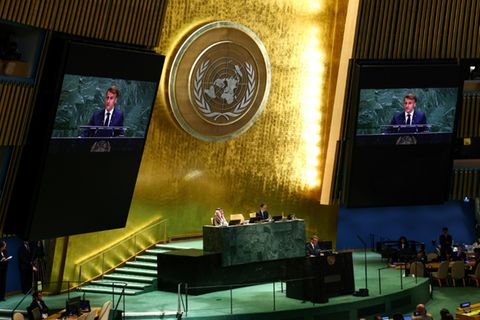 Emmanuel Macron bei seiner Rede vor der UN-Vollversammlung