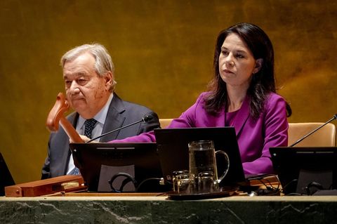 António Guterres und Annalena Baerbock vor der Generaldebatte der Vereinten Nationen