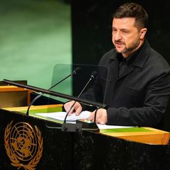 Wolodymyr Selenskyj, Präsident der Ukraine, spricht während der 80. Sitzung der Generalversammlung der Vereinten Nationen (UN)