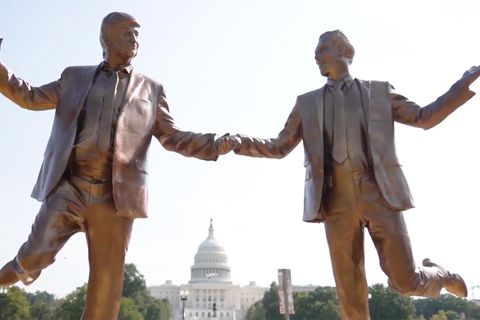 Trump und Epstein Hand in Hand vor dem US-Kapitol