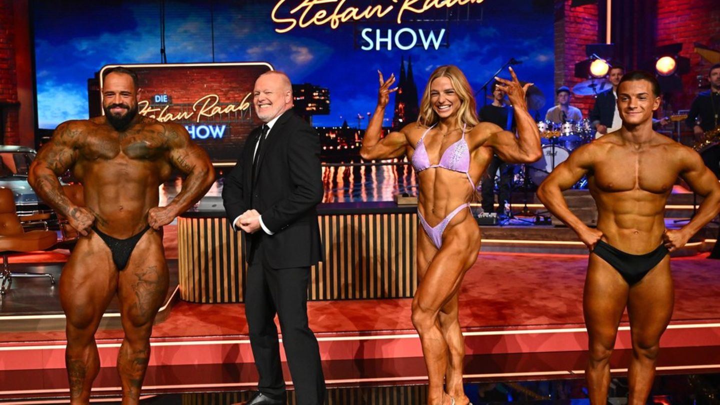 Bodybuilder und Bodybuilderinnen wie Lena Ramsteiner begrüßte Stefan Raab im Studio.