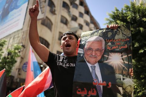Eine Pro-Abbas-Demonstration in in Ramallah am 23.9.