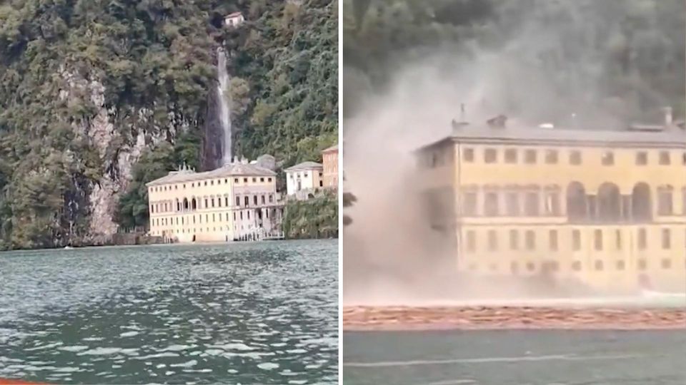 Wasserfall trifft Gebäude