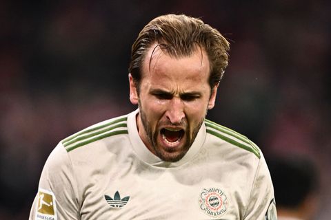 Harry Kane bejubelt sein 99. Pflichtspiel-Tor für den FC Bayern. Foto: Harry Langer/dpa