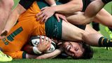 Auckland, Neuseeland. Billy Proctor aus Neuseeland wird während des "Rugby Championship & Bledisloe Cup"-Spiels zwischen den New Zealand All Blacks und den Australia Wallabies bedrängt