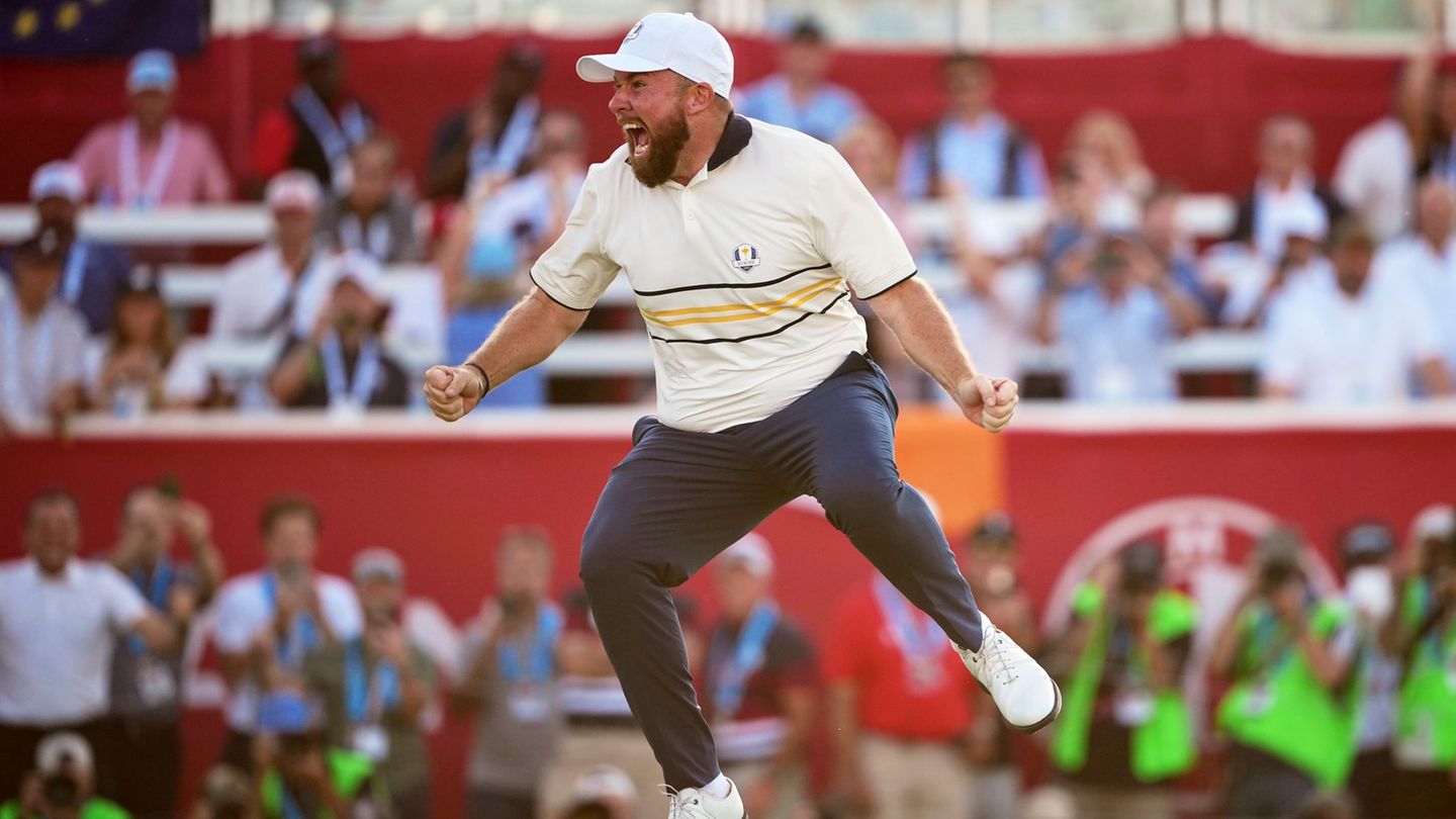 Der Satz nach dem entscheidenden Putt: Shane Lowry jubelt über die Titelverteidigung im Ryder Cup. Foto: Matt Slocum/AP/dpa