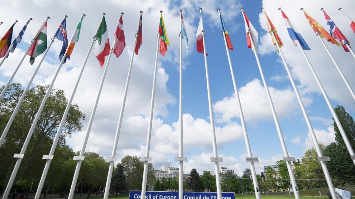 Flaggen vor dem Europarat in Straßburg