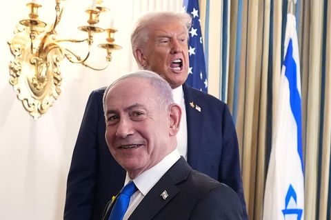 Donald Trump (l.) empfängt Benjamin Netanjahu im Weißen Haus