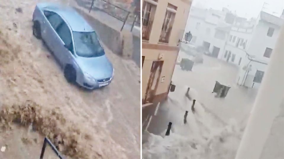Heftiger Starkregen: Wassermassen überfluten erneut Straßen von Valencia