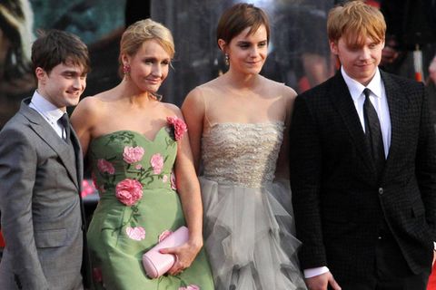 Daniel Radcliffe, J. K. Rowling, Emma Watson und Rupert Grint
