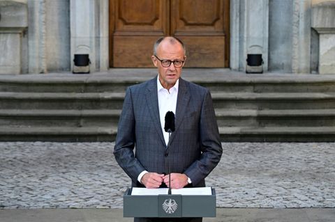 Merz vor Villa Borsig