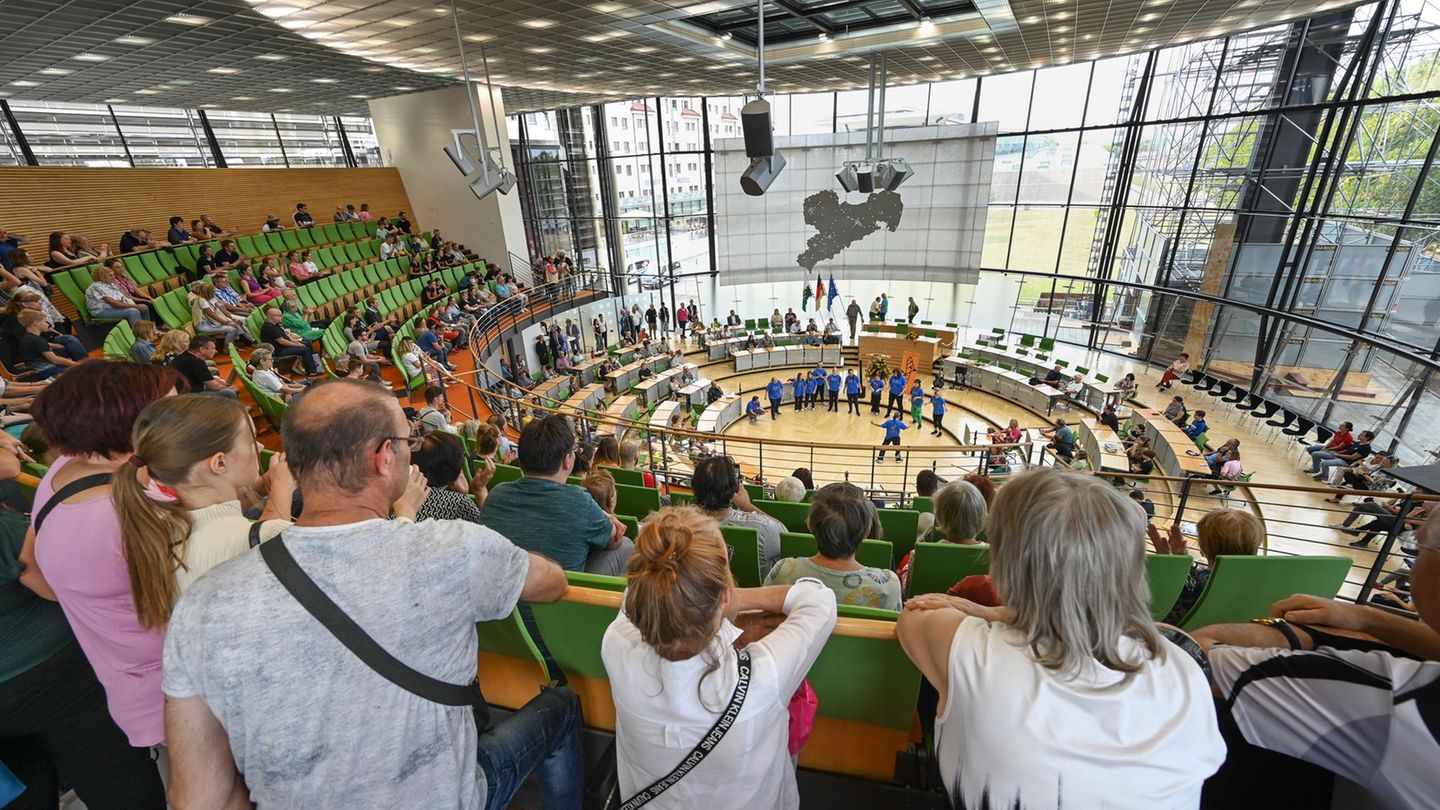 Tag der offenen Tür im Sächsischen Landtag (Archivbild) Foto: Heiko Rebsch/dpa