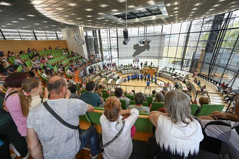 Tag der offenen Tür im Sächsischen Landtag (Archivbild) Foto: Heiko Rebsch/dpa