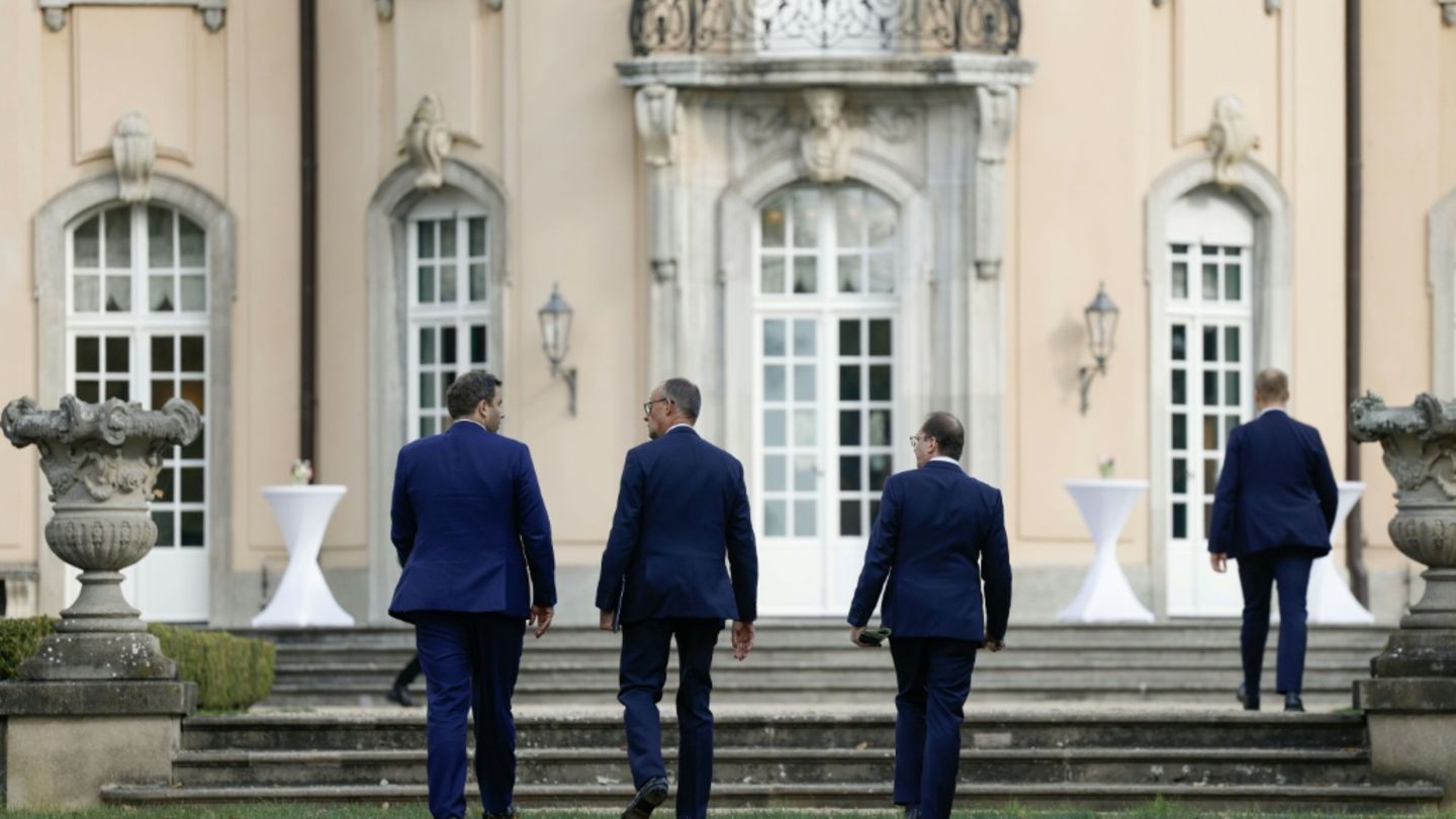Koalitionspolitiker Klingbeil, Merz, Dobrindt (v.l.)