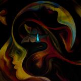 Ein Eisvogel fliegt vor einem Gemälde