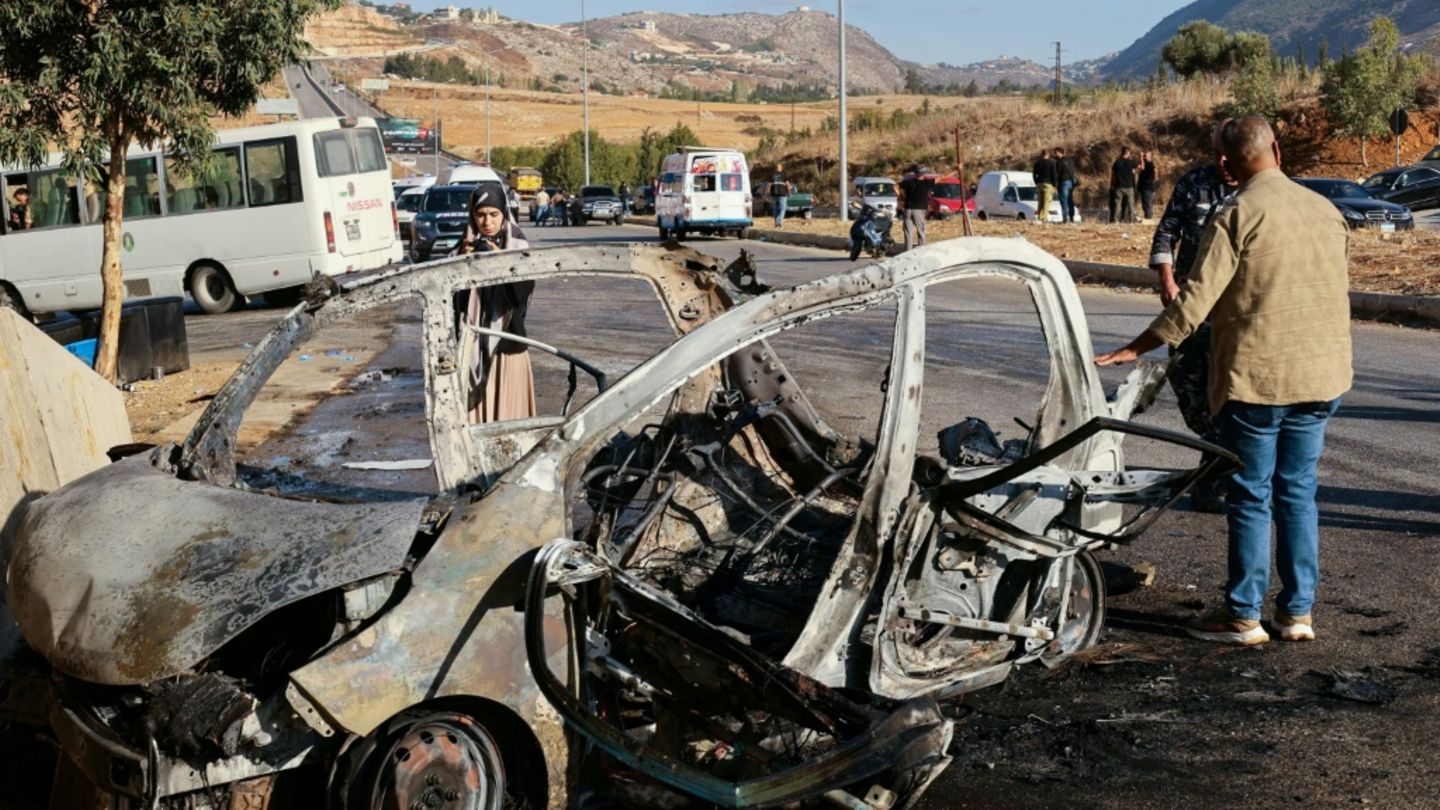 Das getroffene Auto im Südlibanon