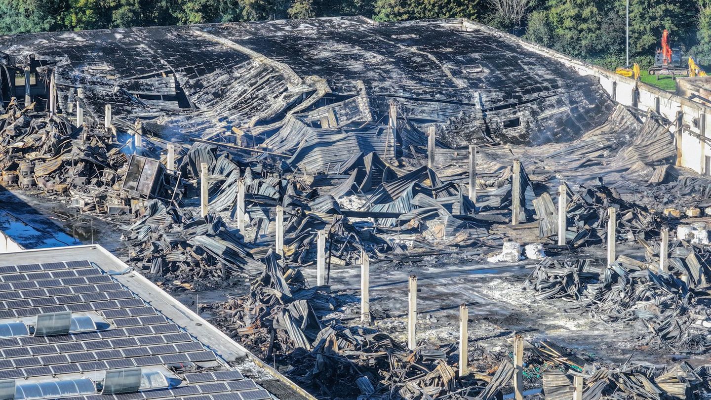 Das Feuer hat Brandruinen zurückgelassen. Foto: Jason Tschepljakow/dpa
