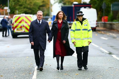 Keir Starmer und seine Ehefrau Victoria in Manchester