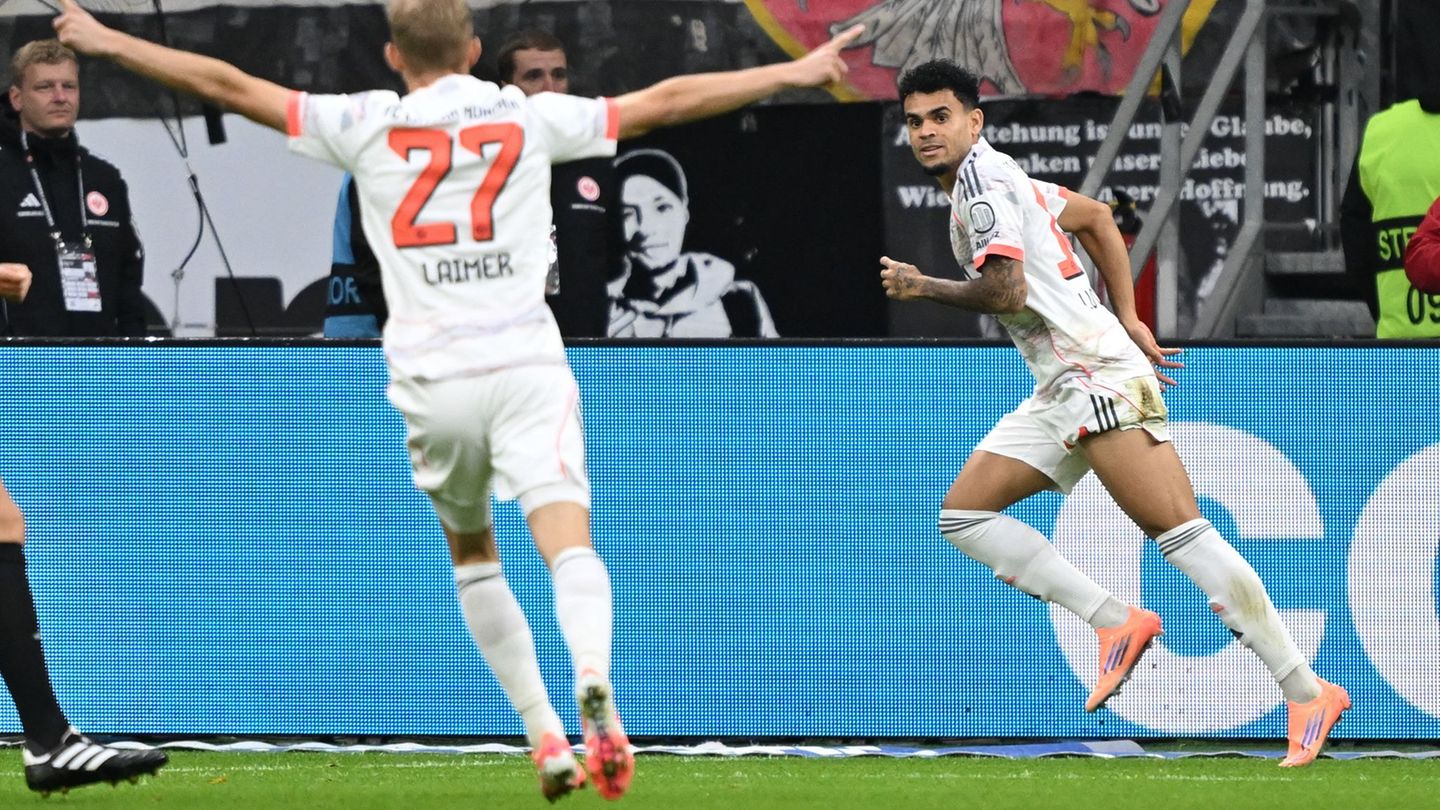 War der Matchwinner in Frankfurt: Bayerns Luis Díaz (r). Foto: Arne Dedert/dpa