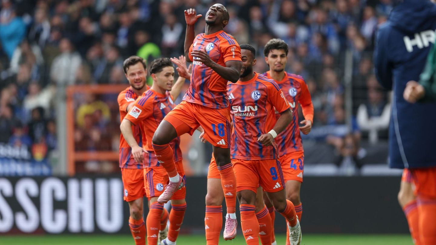 Schalke 04 rettete einen knappen 2:1-Sieg in Bielefeld. Foto: Friso Gentsch/dpa