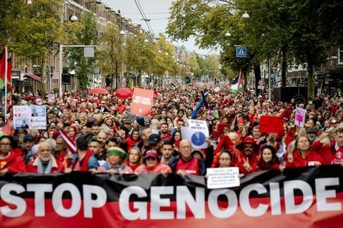 Demonstranten in Amsterdam