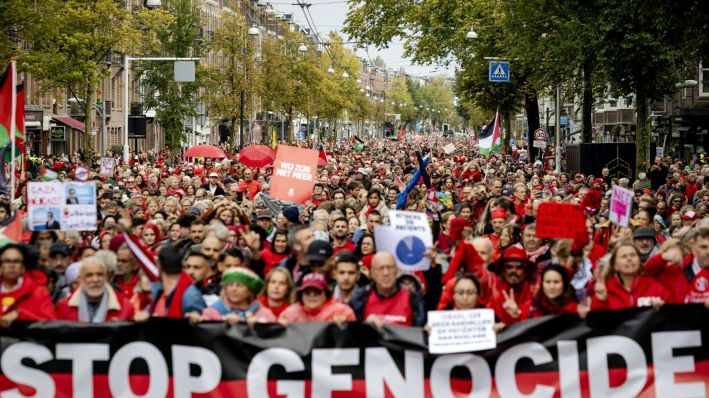Demonstranten in Amsterdam