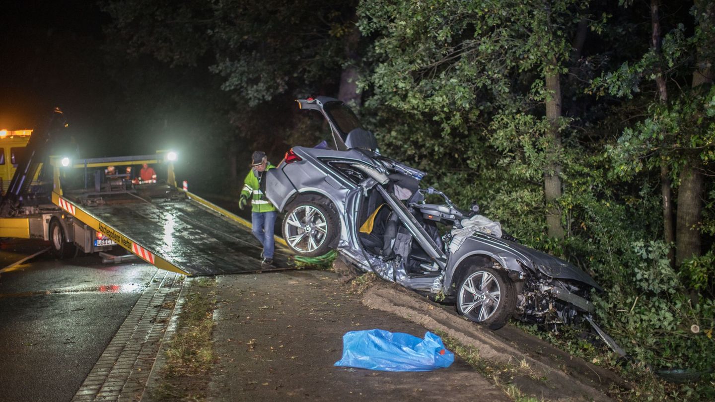 Beim vierten Baum soll das Auto zum Stehen gekommen sein. Foto: Sebastian Peters/NEWS5/dpa