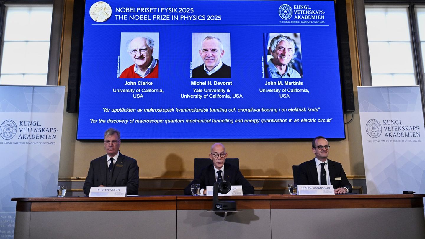 Den Nobelpreis für Physik erhalten 2025 die Quantenphysiker John Clarke, Michel Devoret und John Martinis. Foto: Claudio Brescia