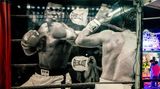 Muhammed Ali auf der Leinwand in der Boxbude