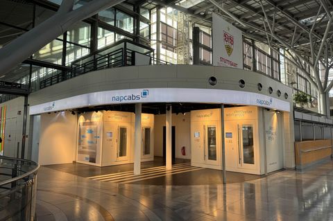 Neue Schlafkabinen am Stuttgarter Flughafen. (Handout) Foto: -/Flughafen Stuttgart GmbH/dpa
