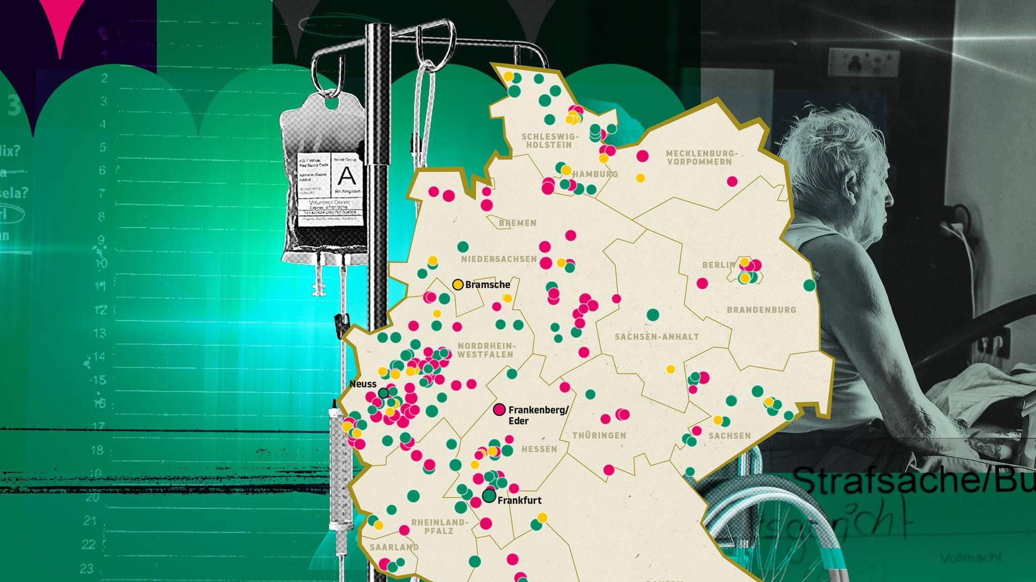 Eine illustrative Karte mit betroffenen Alloheim-Pflegeheimen