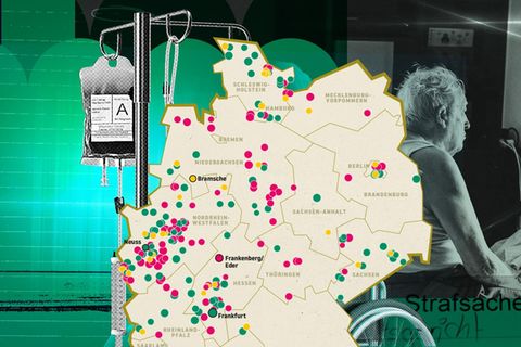Eine illustrative Karte mit betroffenen Alloheim-Pflegeheimen