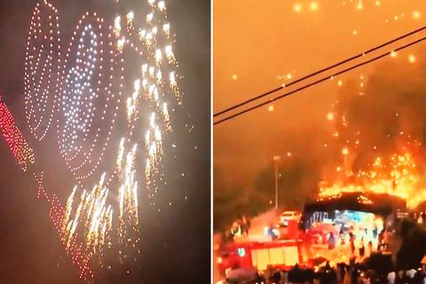 Feuerregen in China: Spektakuläre Drohnenshow endet im Fiasko