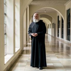 Pater Anselm Grün, 80, in der Abtei Münsterschwarzach in der Nähe von Würzburg