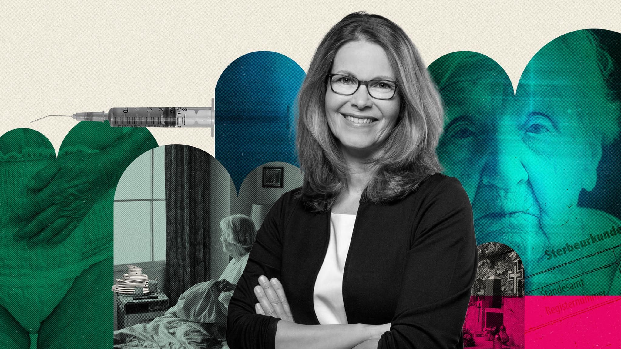 Eine Collage mit der Pflege-Expertin aus dem Interview