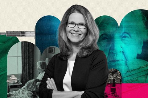 Eine Collage mit der Pflege-Expertin aus dem Interview