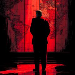 Illustration - Trump vor einer Weltkarte