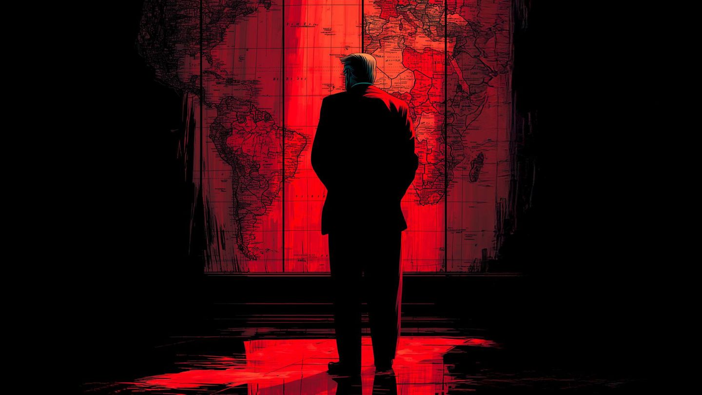 Illustration - Trump vor einer Weltkarte Illustration - Trump vor einer Weltkarte