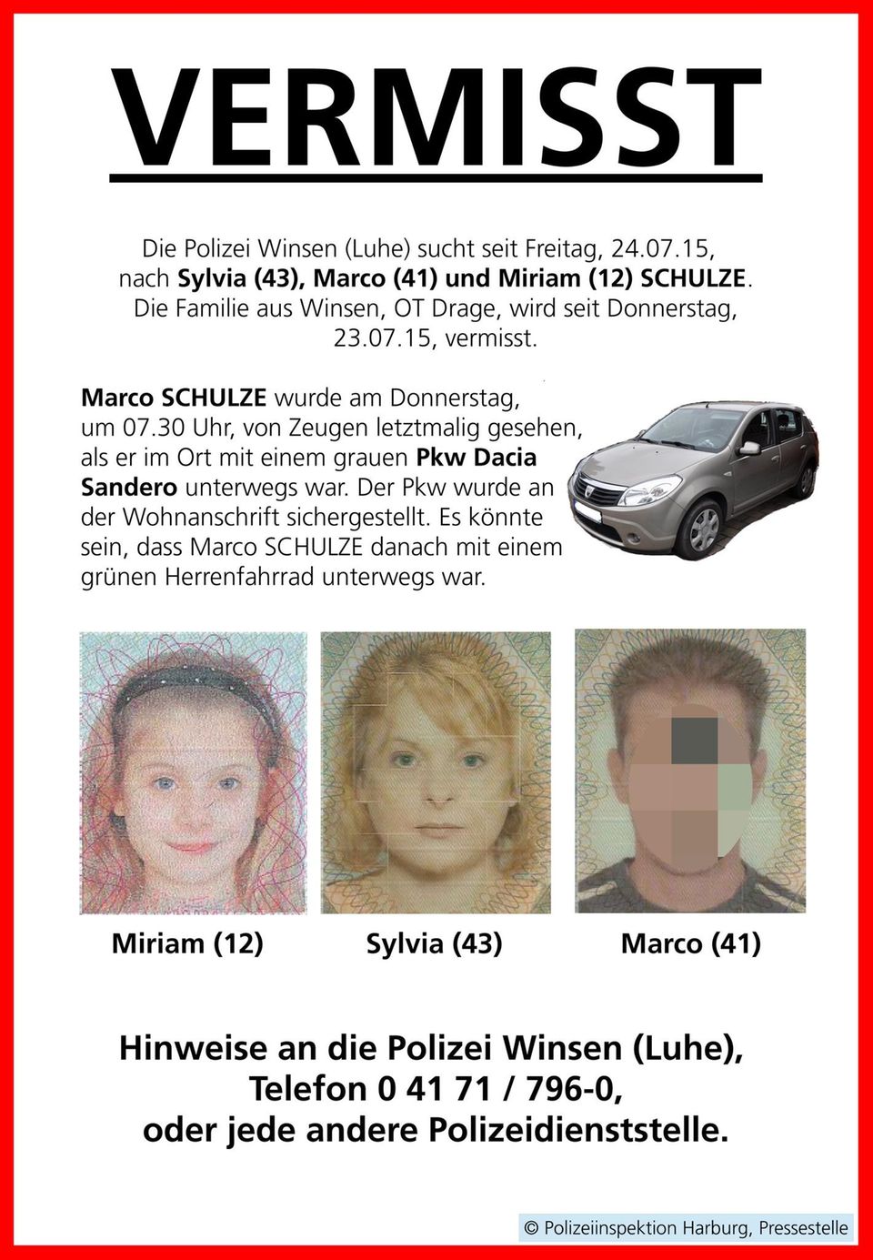 Das 2015 veröffentliche Fahndungsplakat der Polizei Das 2015 veröffentliche Fahndungsplakat der Polizei