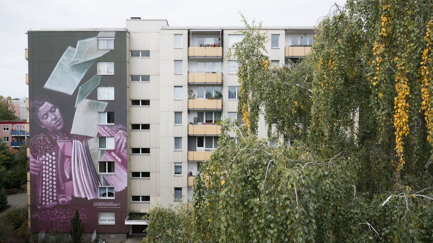 Dieses Wandbild erinnert nun an die NS-Widerstandskämpferin Maria Terwiel. Foto: Sebastian Christoph Gollnow/dpa
