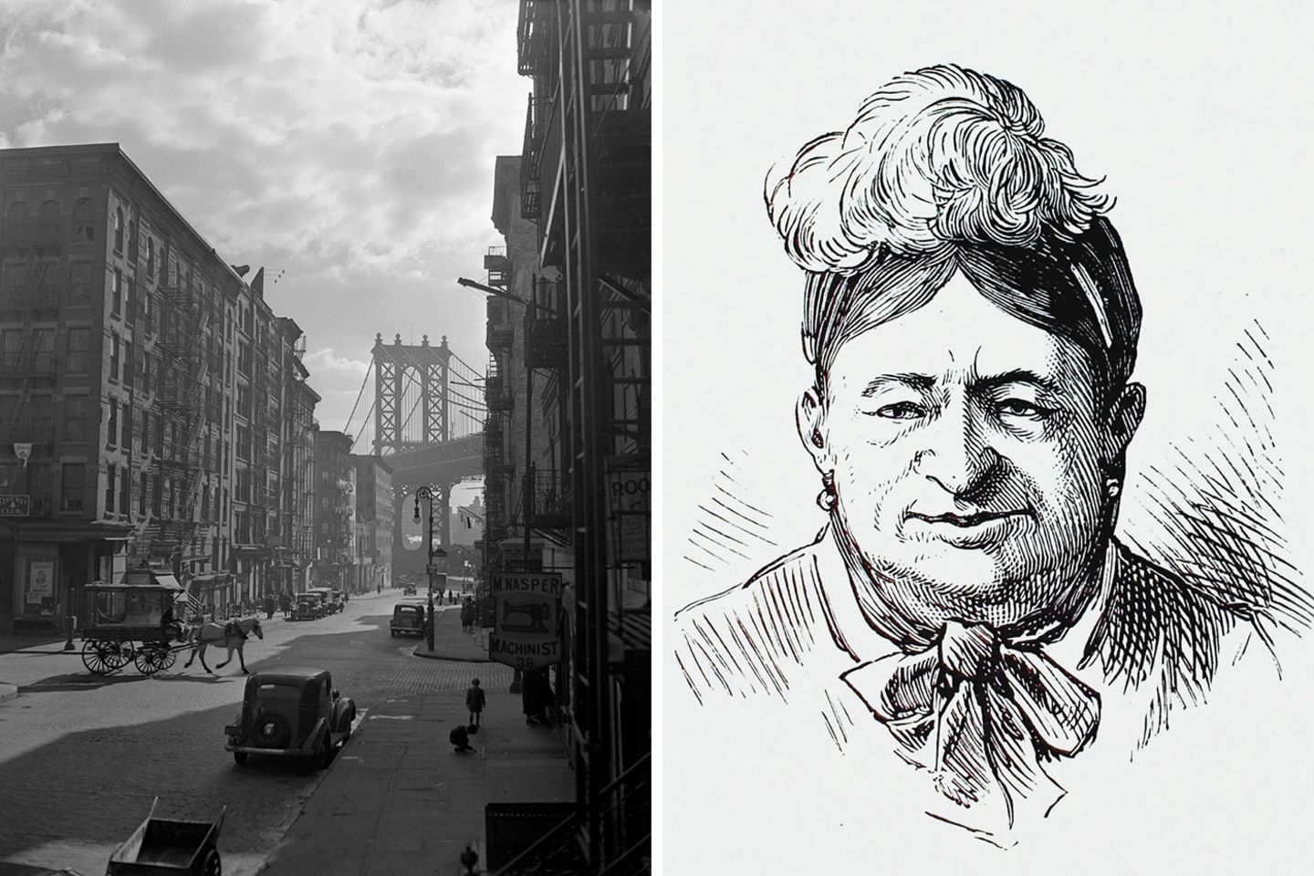 Illustration zeigt Fredericka Mandelbaum – "Königin der Gauner in New York"